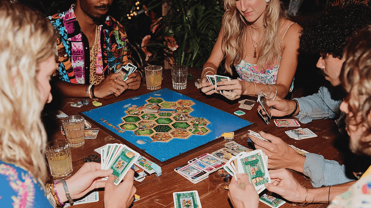 Group of friends playing catan