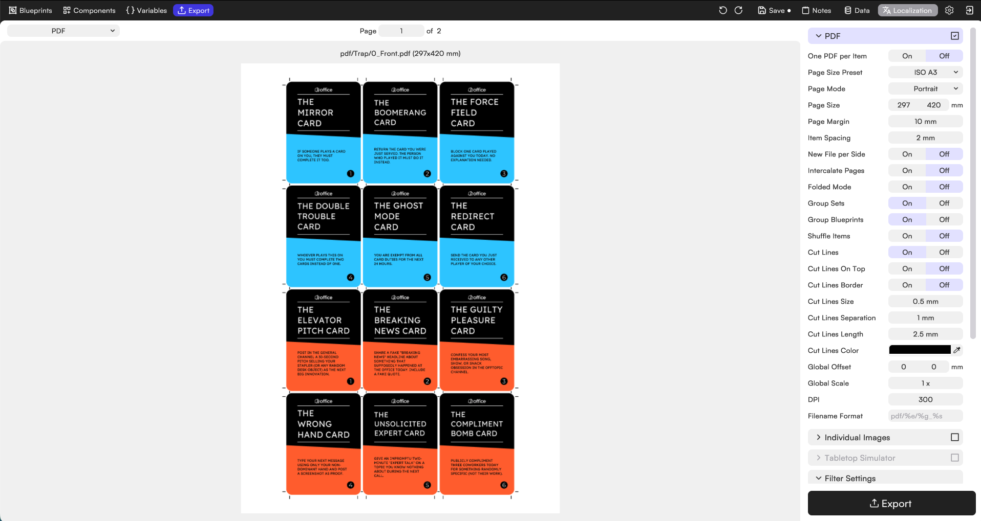 ready to print servd inspired cards